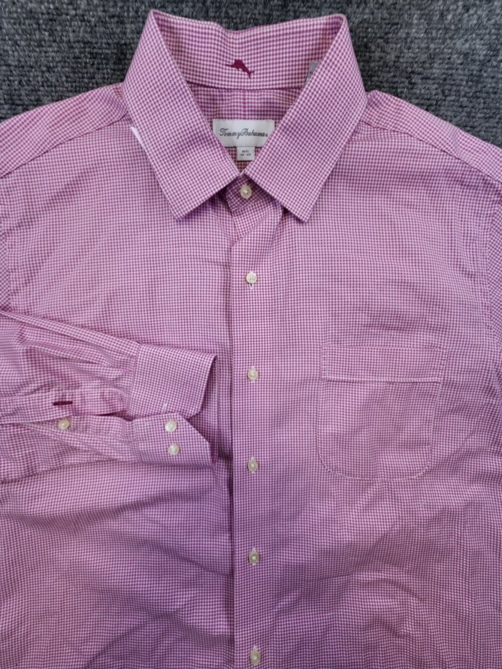 NWOT Tommy Bahama Men’s 16.5 32-33 Pink Geometric Pattern Button Up Long Sleeve